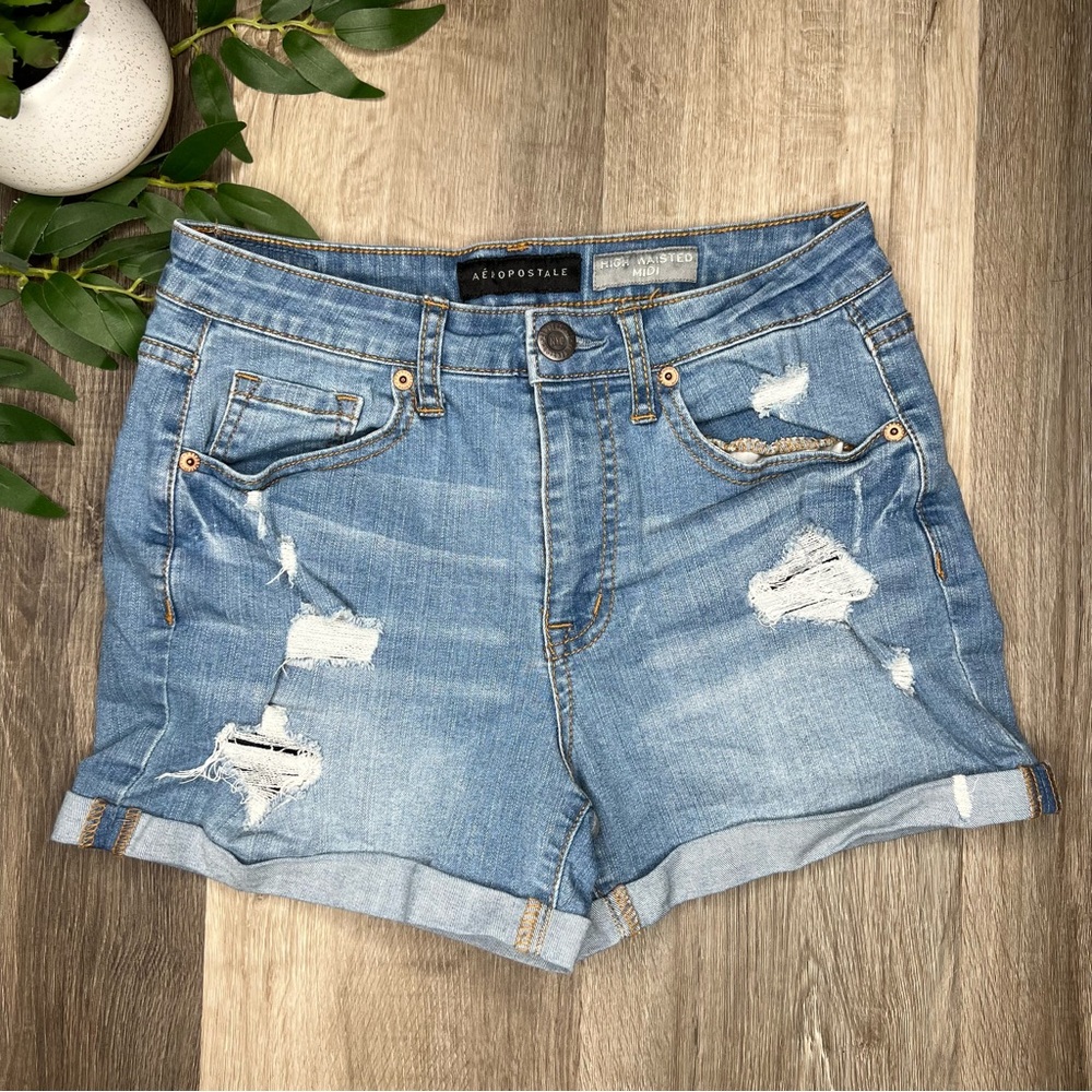 Aeropostale High Waisted Midi Shorts